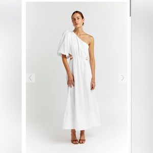 DISSH one shouldered white linen dress. Never worn.